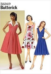 6049 BUTTERICK EASY MIDRIFF SWING DRESS HALTER, STRAPPY PATTERN 6-14 or 14-22 Choice